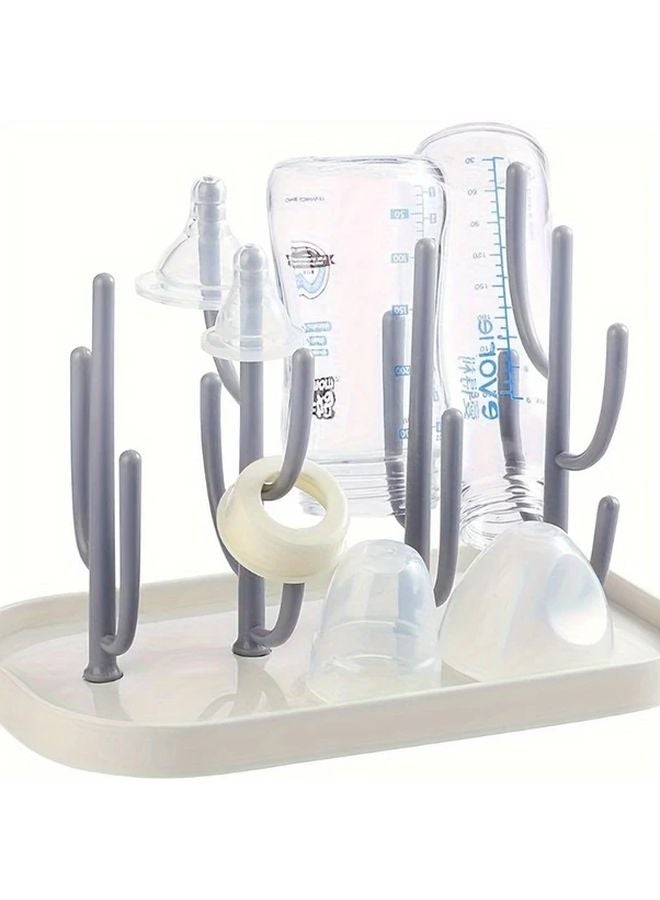 White Drying Rack Adjustable Vertical Bottle Cup Organizer Space Saving Storage - Image 4